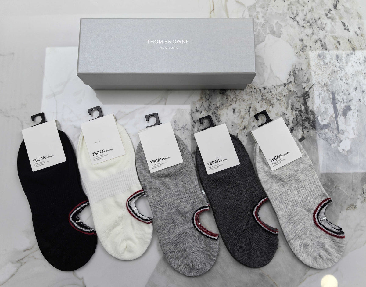 Gucci Cotton Visible Colour, Cuff And Emblem Details No-Show Socks - 5-Pair Set
