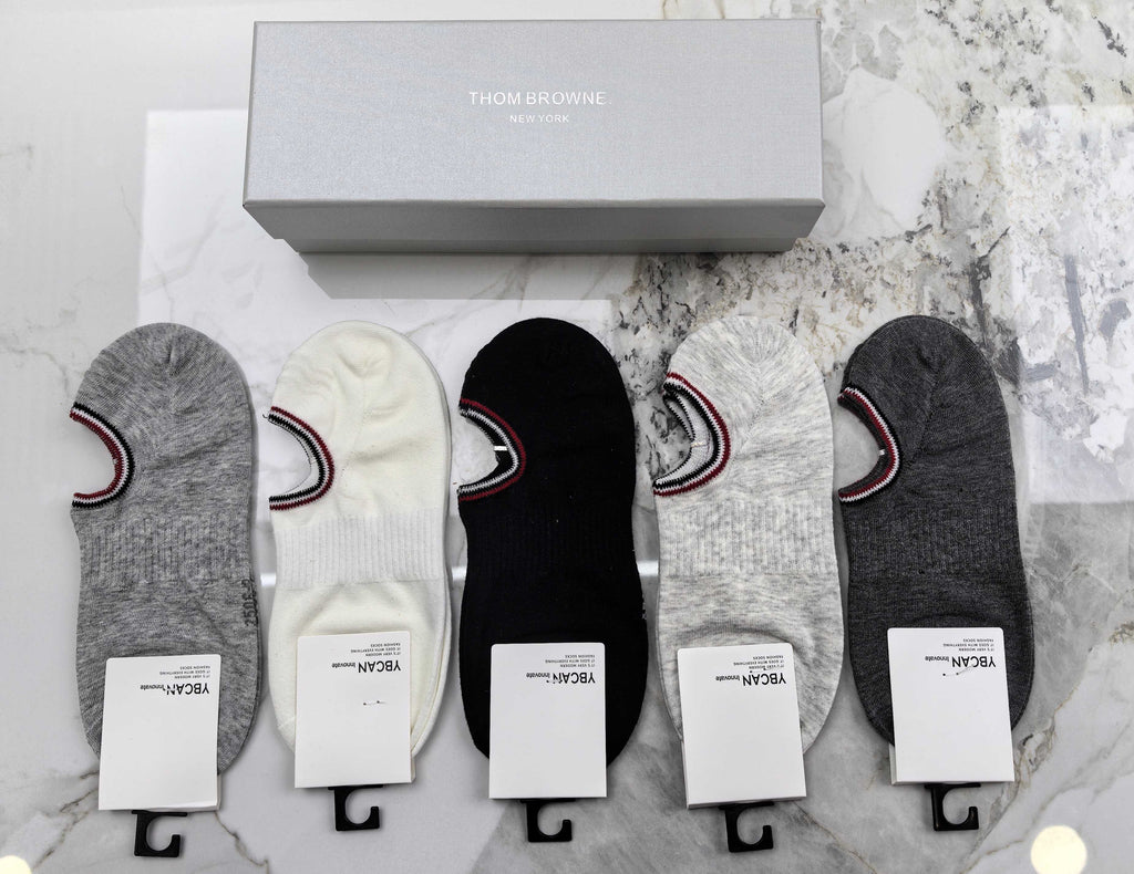 Gucci Cotton Visible Colour, Cuff And Emblem Details No-Show Socks - 5-Pair Set