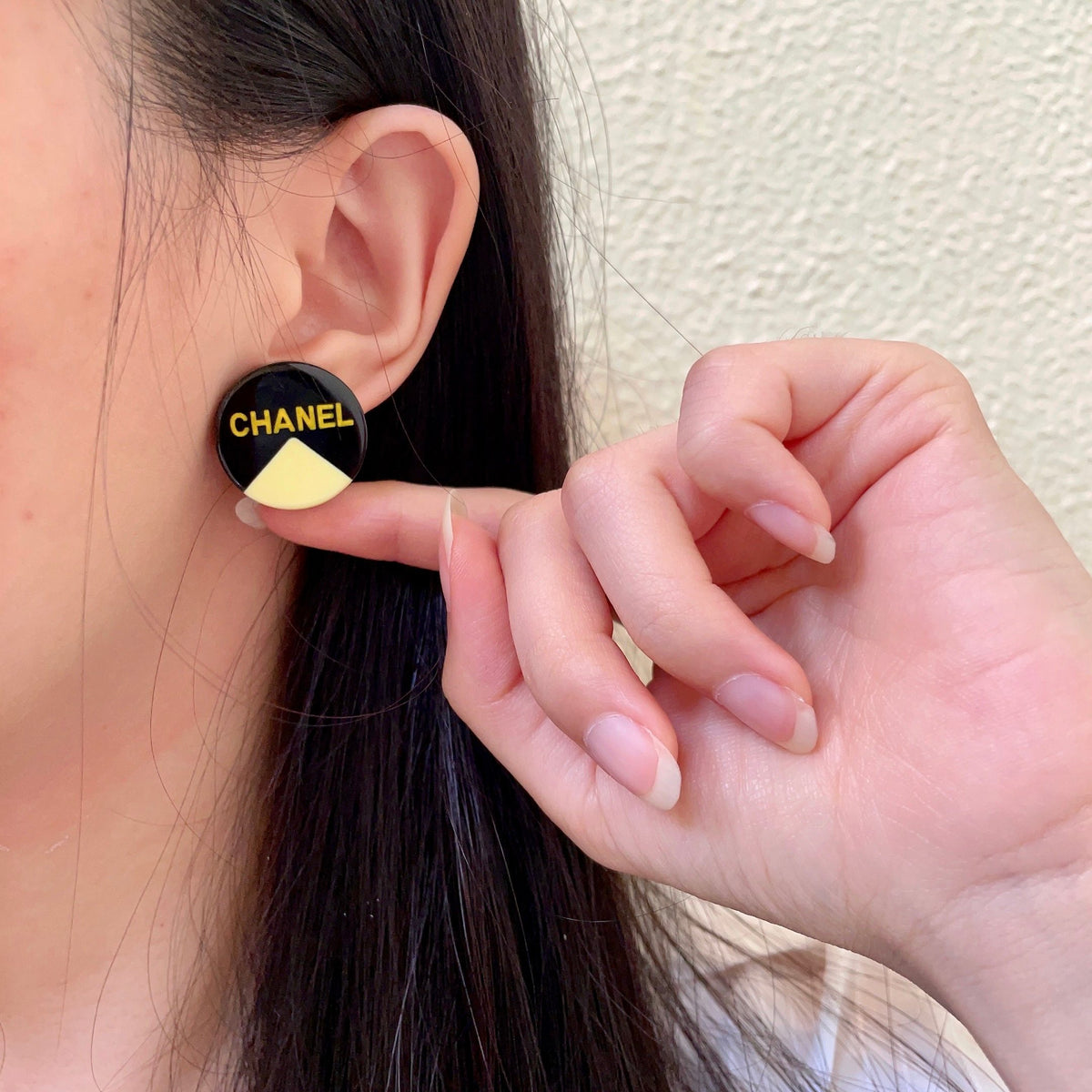 Letter Stud Earrings in Polished Metal-Tone – Design 011 front product view