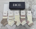 Dior Mixed Neutral Logo Detail No-Show Socks - 5-Pair Set