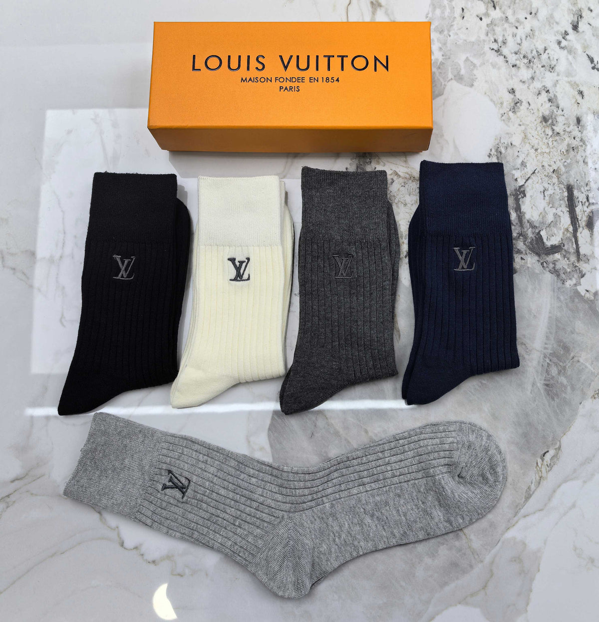 Louis Vuitton Small Initial Details Crew Socks - 5-Pair Set