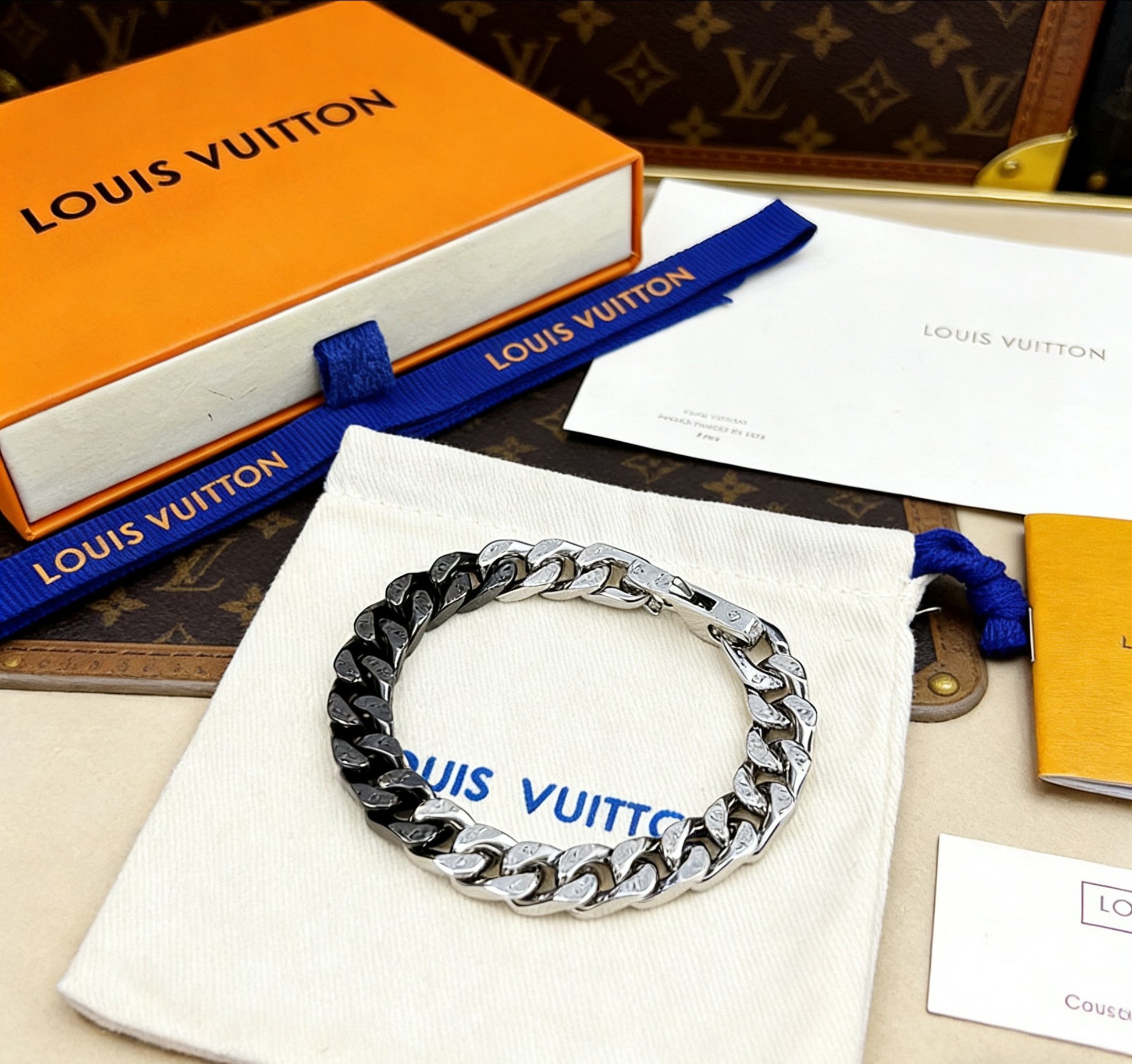 Signature Emblem Bracelet in Polished Metal-Tone – Black Detail main product view