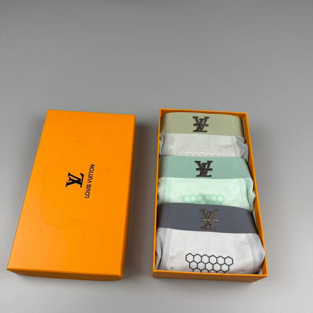 Louis Vuitton Silk Logo Detail Men's Boxer Briefs - 3-Piece Box
