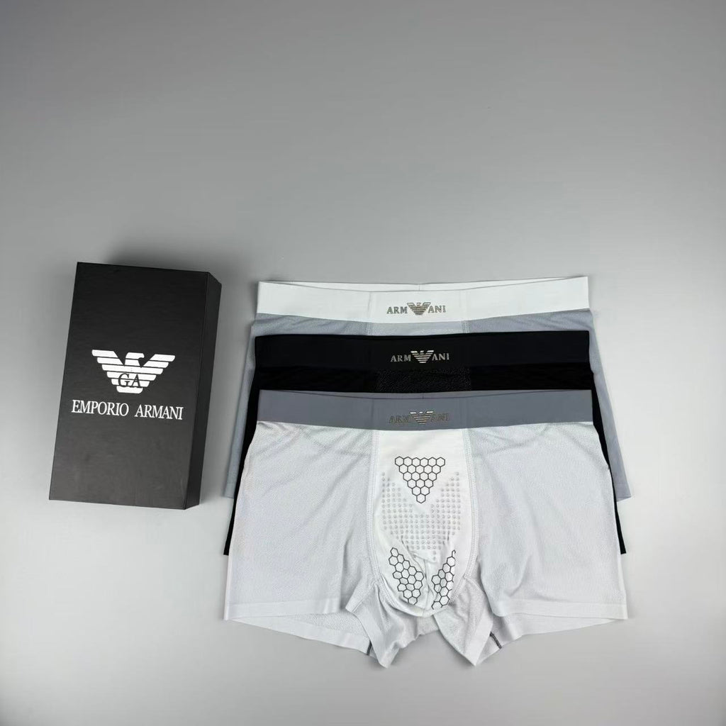 Armani Silk Logo Detail Men's Boxer Briefs - 3-Piece Box