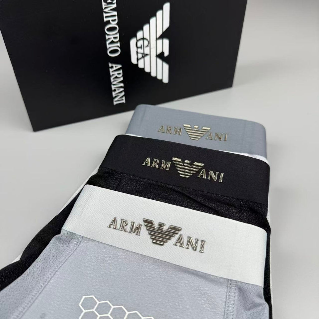Armani Silk Logo Detail Men's Boxer Briefs - 3-Piece Box