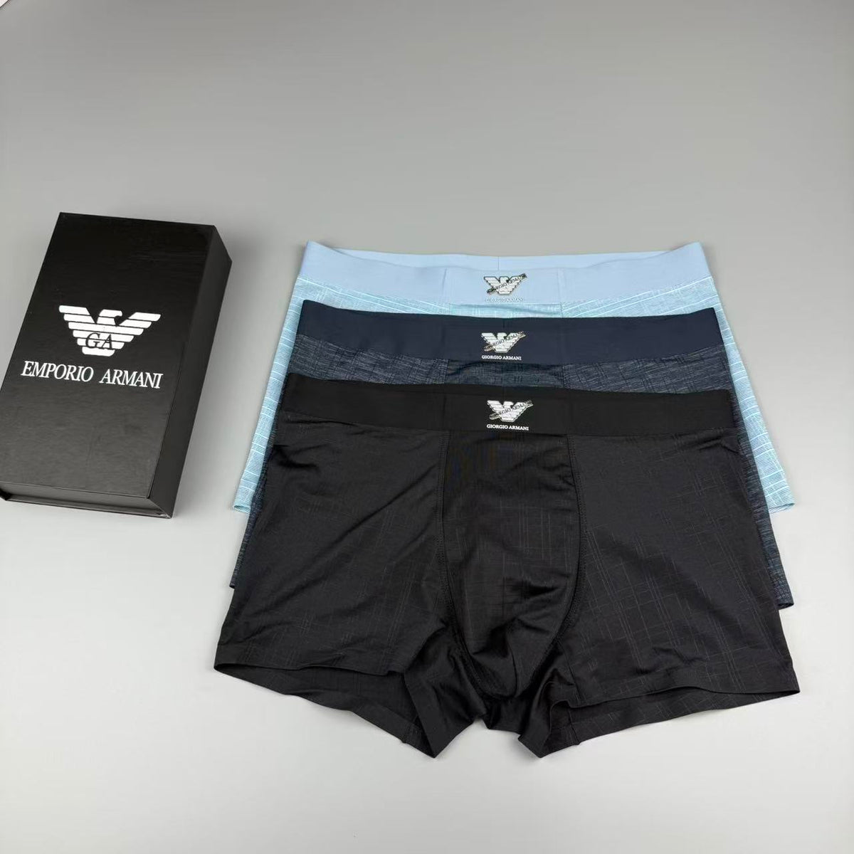 Armani Logo Detail Men's Boxer Briefs - 3-Piece Box