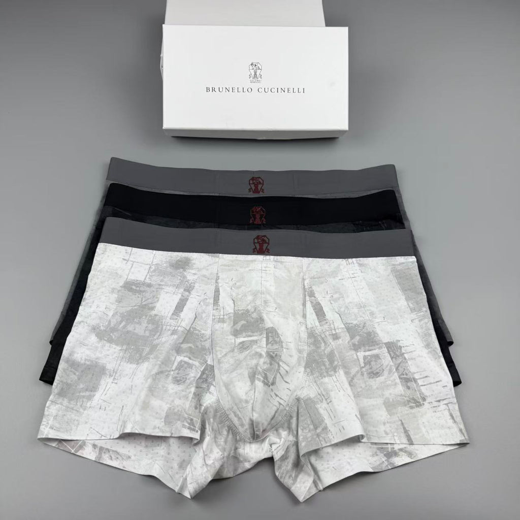 Brunello Cucinelli Dark Contrast Waistbands Men's Boxer Briefs - 3-Piece Box