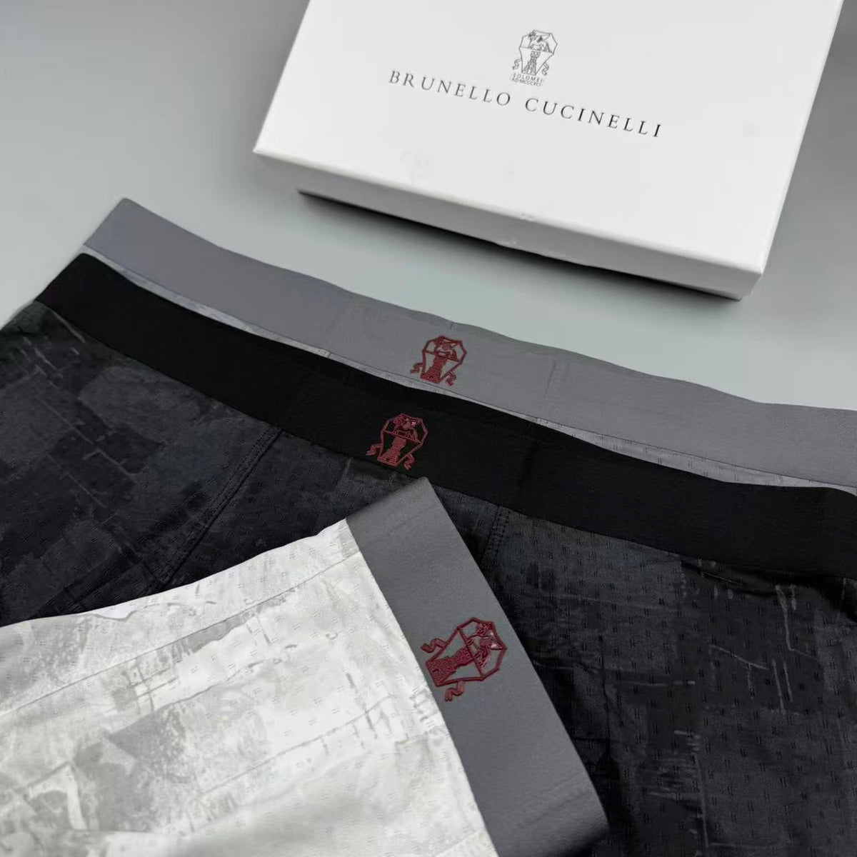 Brunello Cucinelli Dark Contrast Waistbands Men's Boxer Briefs - 3-Piece Box