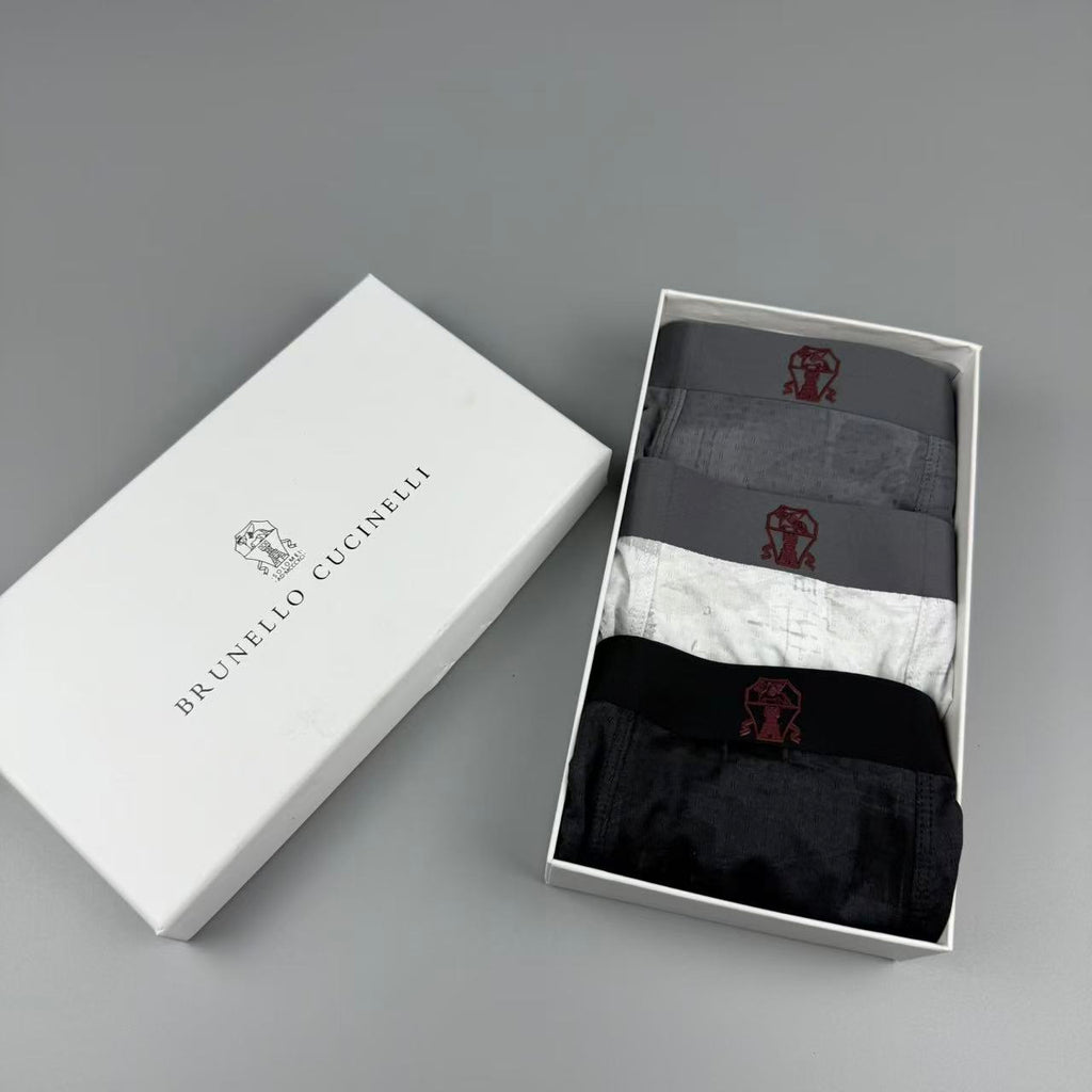 Brunello Cucinelli Dark Contrast Waistbands Men's Boxer Briefs - 3-Piece Box