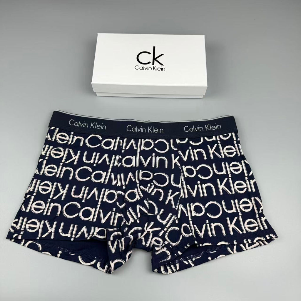 Calvin Klein Black, White, Grey & Red Letter Print Cotton Men's Boxer Briefs - 3-Piece Box