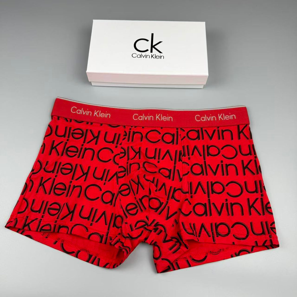 Calvin Klein Cotton All-Over Wordmark Graphics Men's Boxer Briefs - 3-Piece Box
