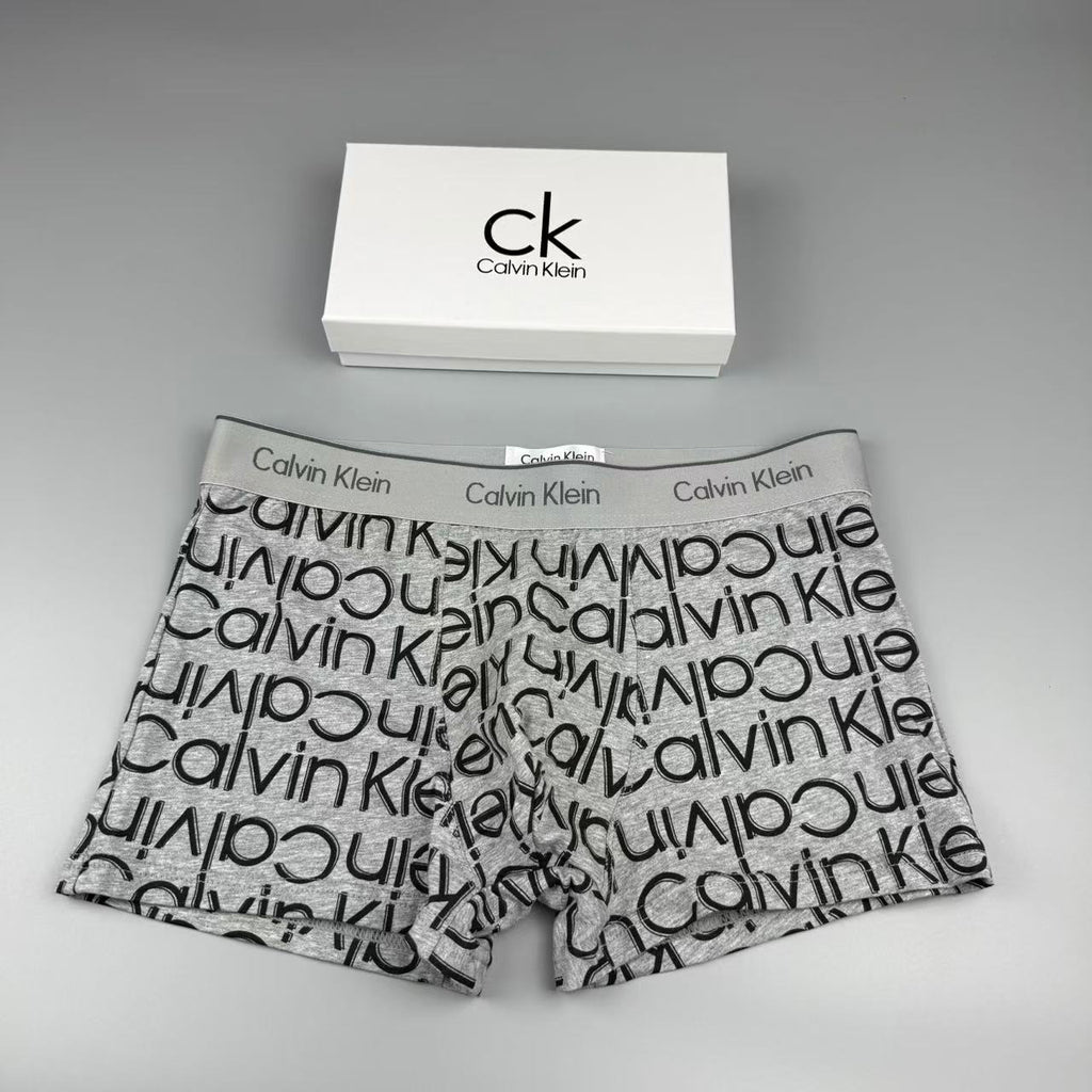 Calvin Klein Black, White, Grey & Red Letter Print Cotton Men's Boxer Briefs - 3-Piece Box