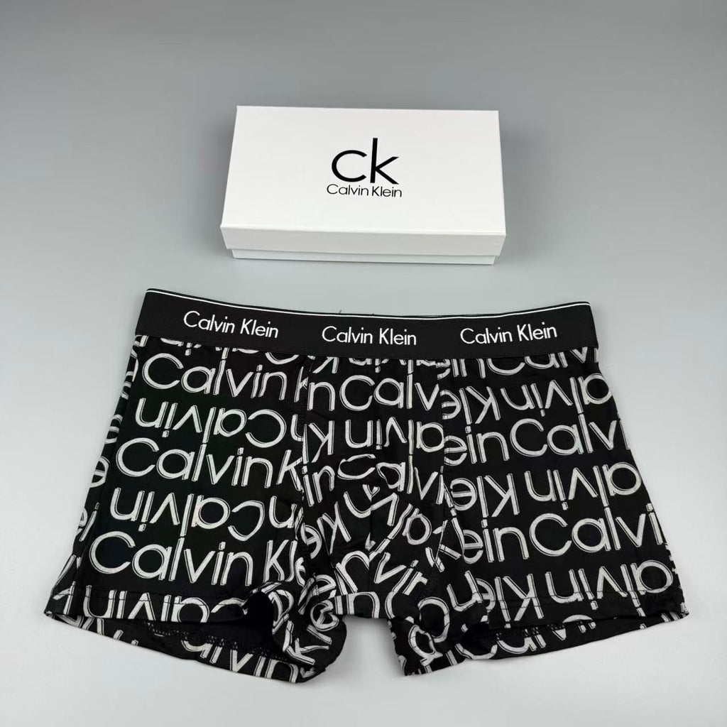 Calvin Klein Cotton All-Over Wordmark Graphics Men's Boxer Briefs - 3-Piece Box