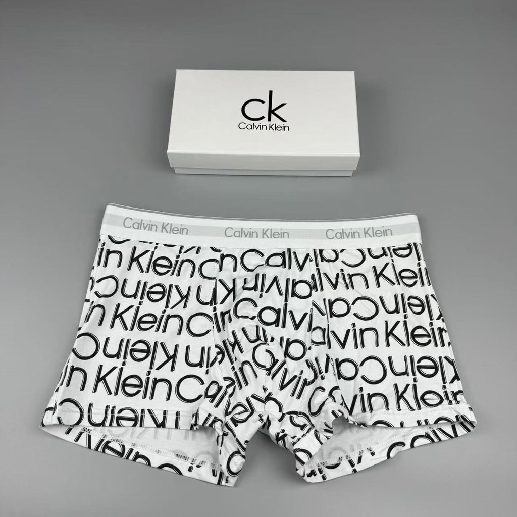 Calvin Klein Black, White, Grey & Red Letter Print Cotton Men's Boxer Briefs - 3-Piece Box