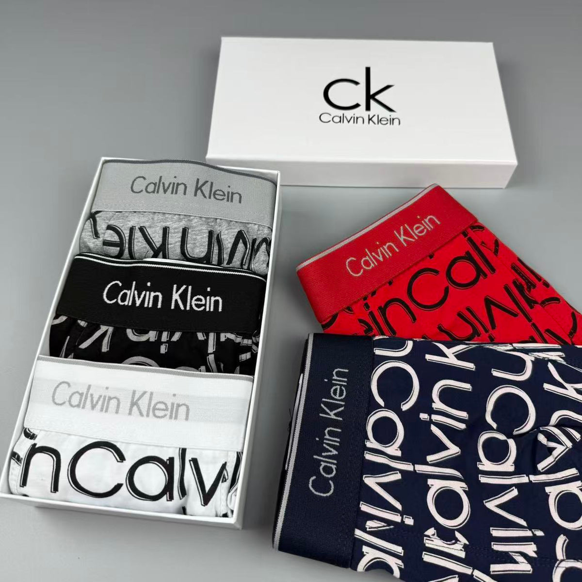 Calvin Klein Cotton All-Over Wordmark Graphics Men's Boxer Briefs - 3-Piece Box