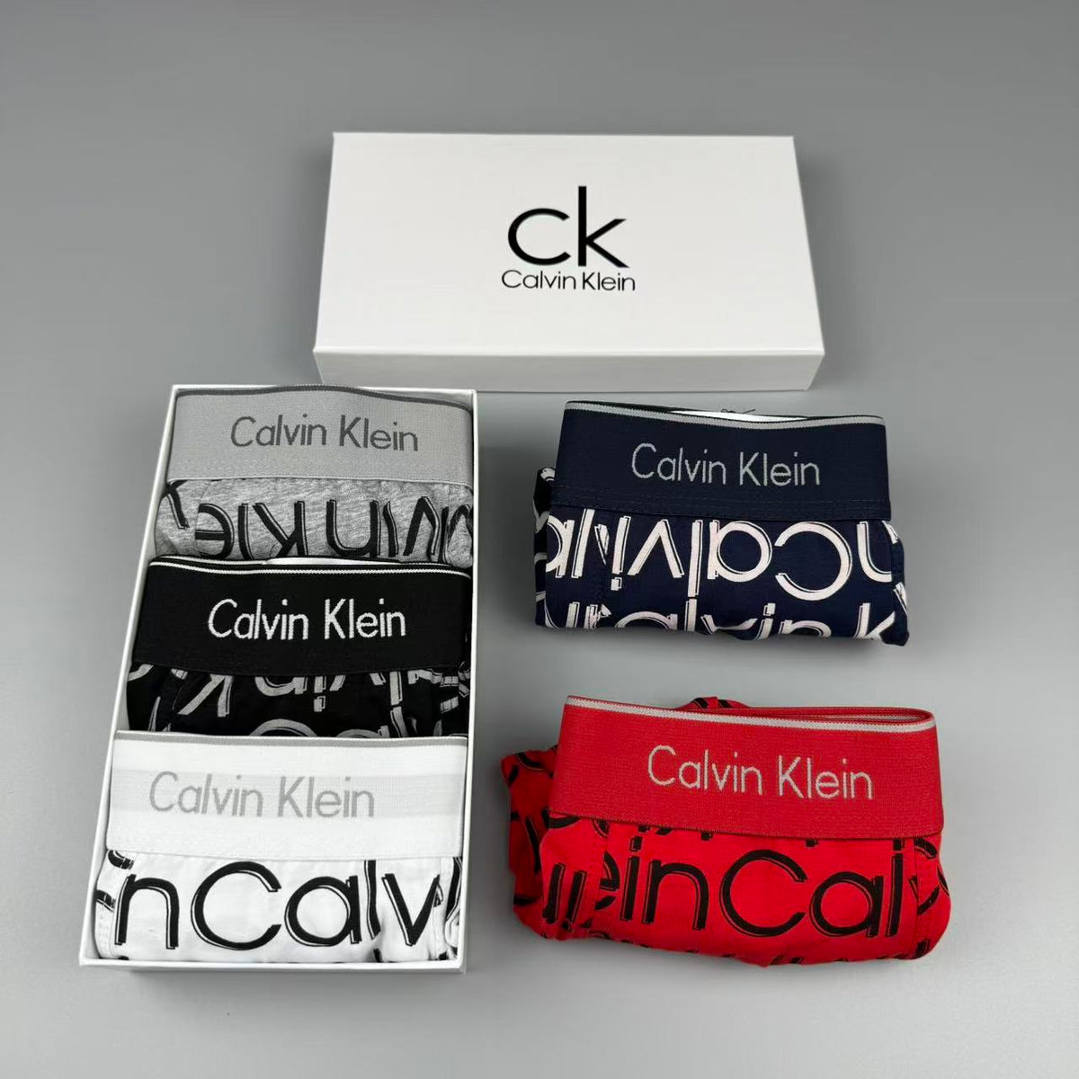 Calvin Klein Cotton All-Over Wordmark Graphics Men's Boxer Briefs - 3-Piece Box