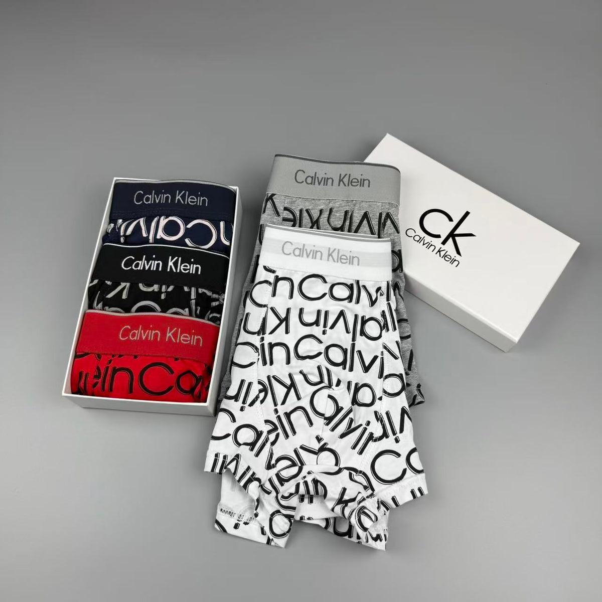 Calvin Klein Cotton All-Over Wordmark Graphics Men's Boxer Briefs - 3-Piece Box