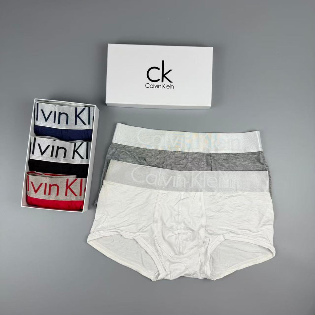 Calvin Klein Red, Grey, Black, Navy & White Cotton Men's Boxer Briefs - 3-Piece Box