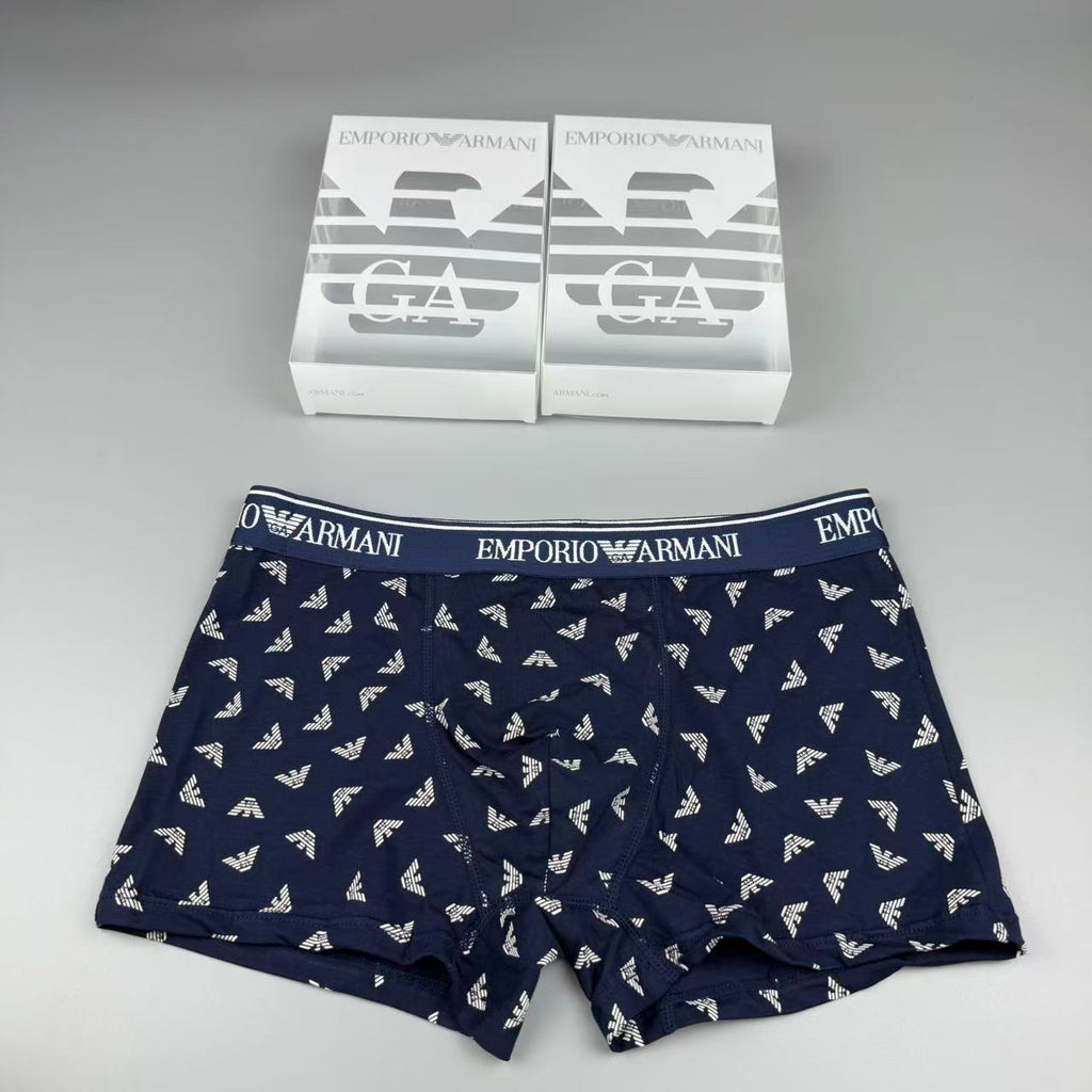 Armani Cotton All-Over Logo Pattern Men's Boxer Briefs - 3-Piece Box