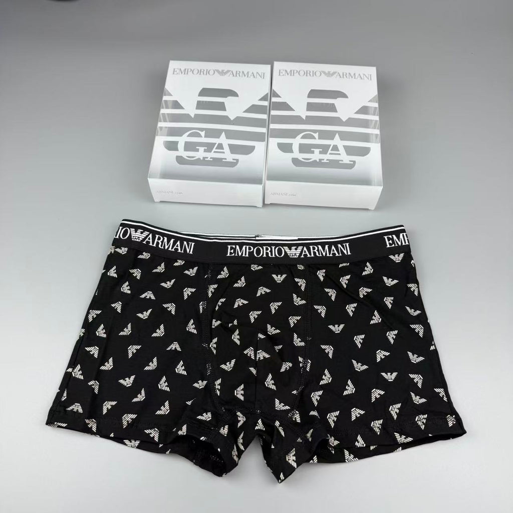 Armani Cotton All-Over Logo Pattern Men's Boxer Briefs - 3-Piece Box