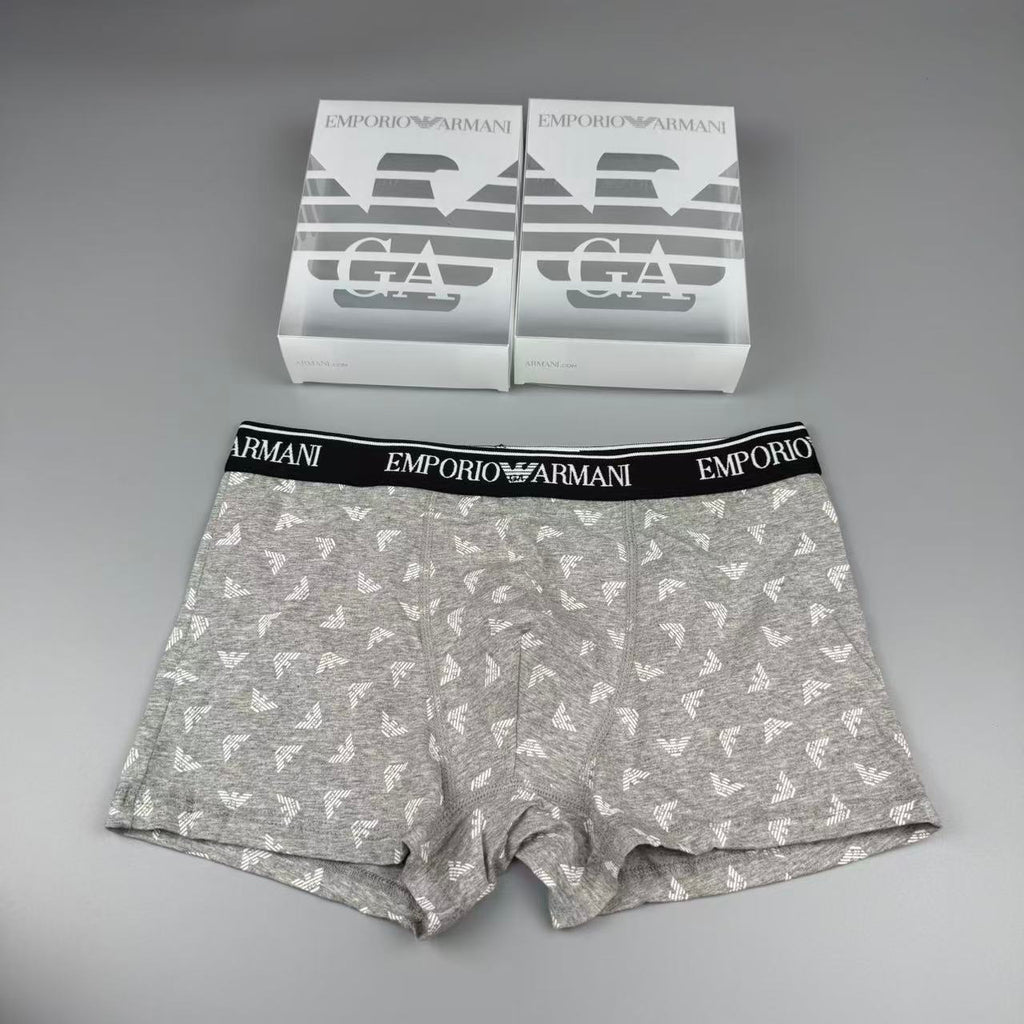 Armani Multi-Colour Letter Print Cotton Men's Boxer Briefs - 3-Piece Box