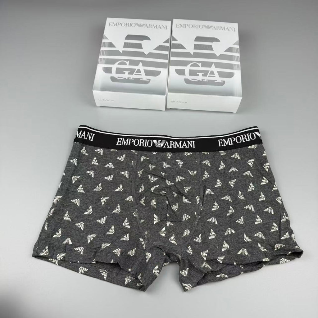 Armani Multi-Colour Letter Print Cotton Men's Boxer Briefs - 3-Piece Box