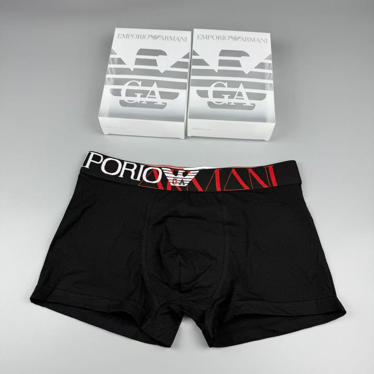 Armani Cotton Visible Colour, Waistband And Emblem Details Men's Boxer Briefs - 3-Piece Box