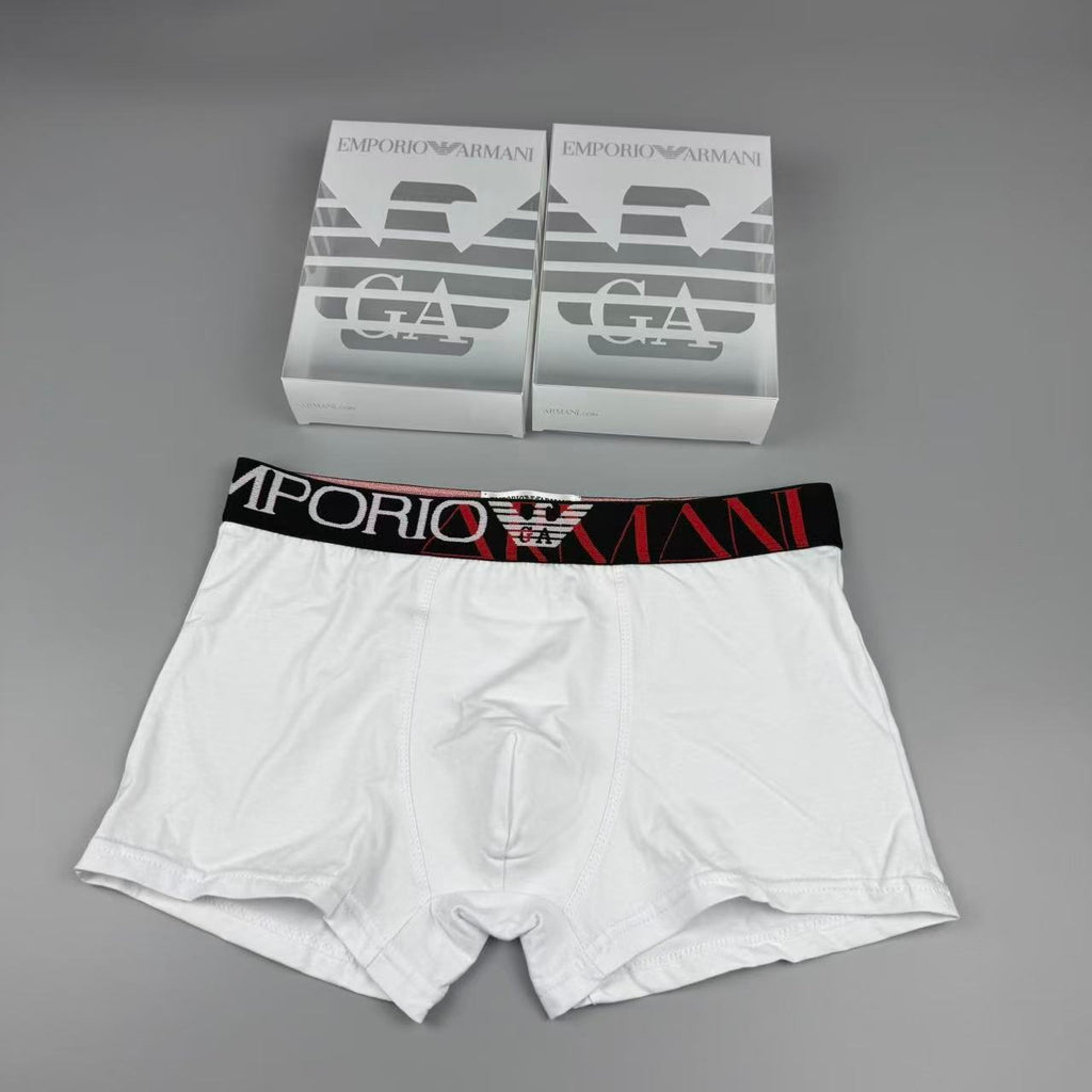 Armani Cotton Visible Colour, Waistband And Emblem Details Men's Boxer Briefs - 3-Piece Box