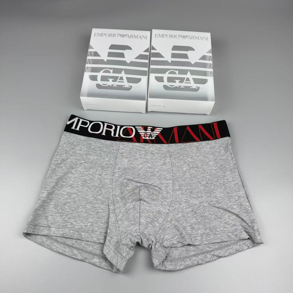 Armani Cotton Visible Colour, Waistband And Emblem Details Men's Boxer Briefs - 3-Piece Box