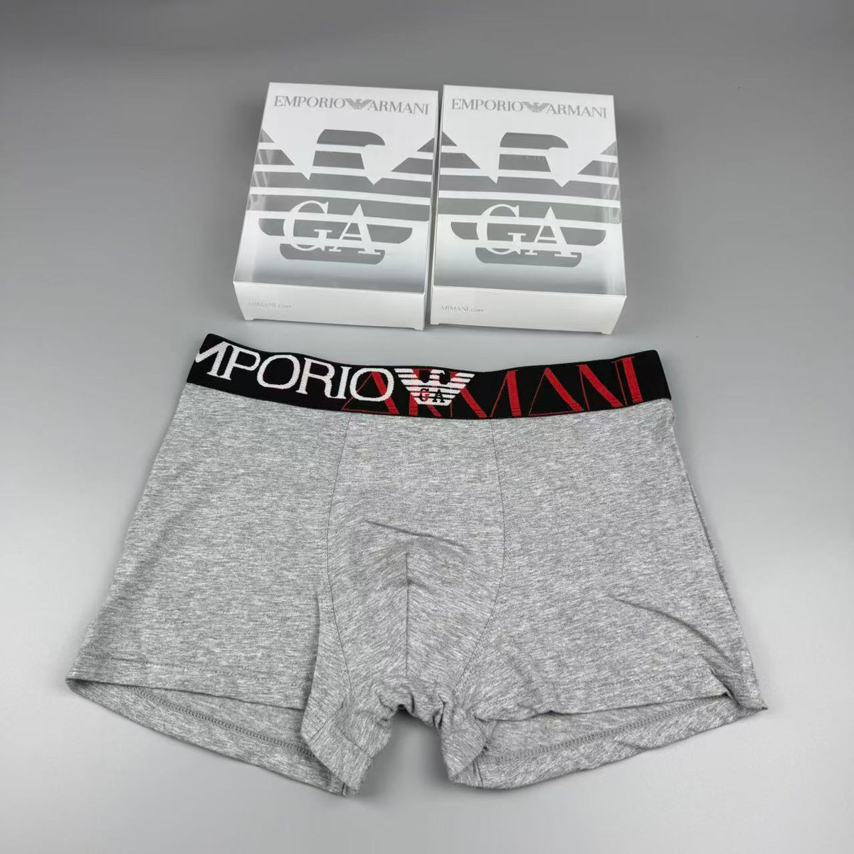 Armani Cotton Visible Colour, Waistband And Emblem Details Men's Boxer Briefs - 3-Piece Box