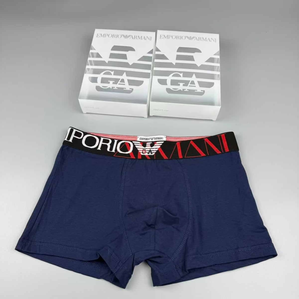 Armani Cotton All-Over Logo Pattern Men's Boxer Briefs - 3-Piece Box
