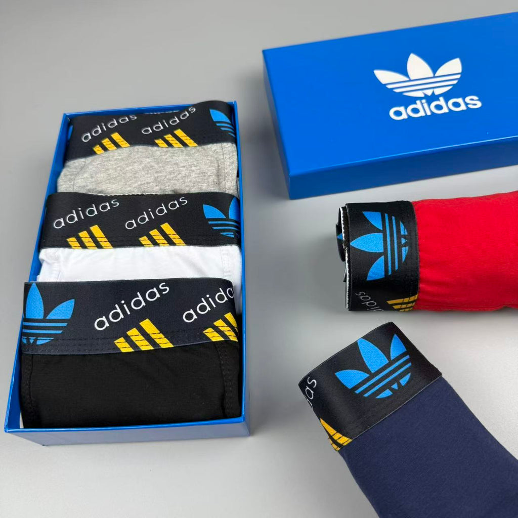 Adidas Nylon-Blend All-Over Logo Pattern Men's Boxer Briefs - 3-Piece Box