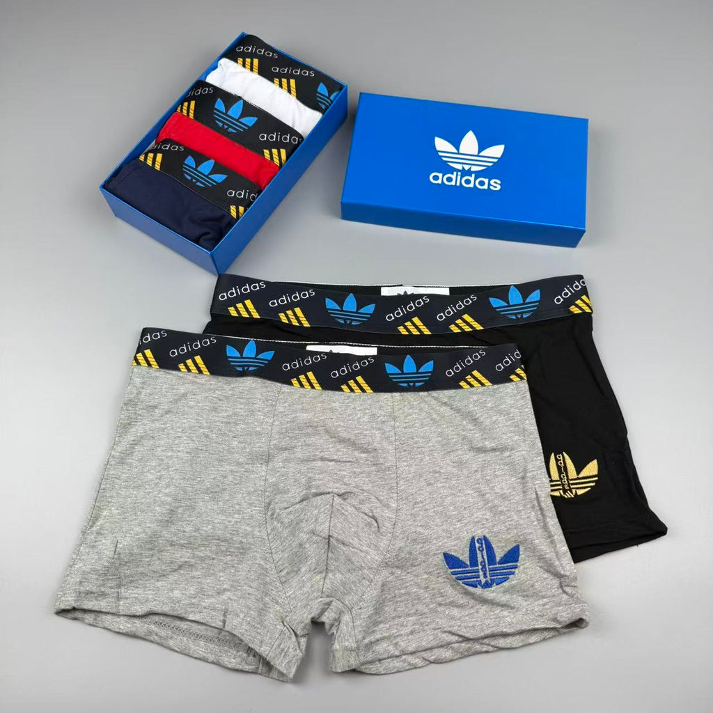 Adidas Nylon-Blend All-Over Logo Pattern Men's Boxer Briefs - 3-Piece Box