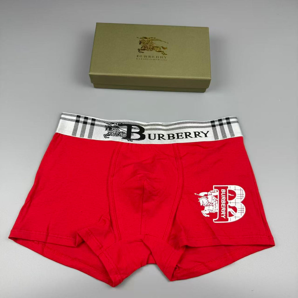 Burberry Cotton Visible Colour, Waistband And Emblem Details Men's Boxer Briefs - 3-Piece Box