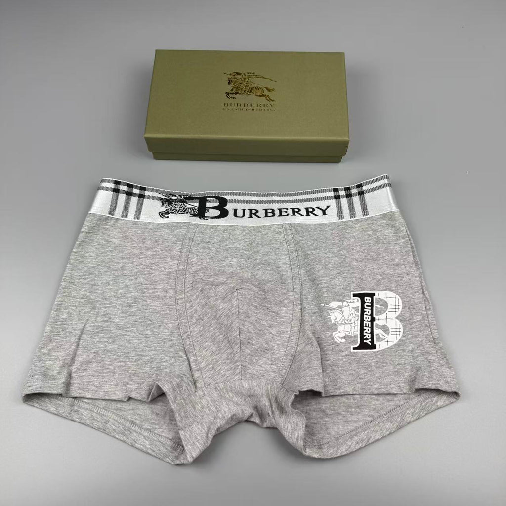 Burberry Cotton Visible Colour, Waistband And Emblem Details Men's Boxer Briefs - 3-Piece Box