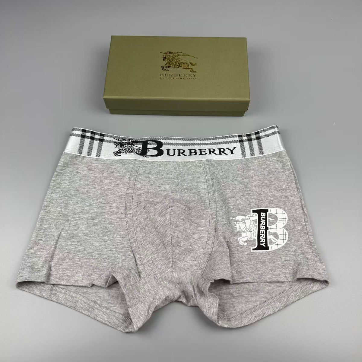 Burberry Cotton Visible Colour, Waistband And Emblem Details Men's Boxer Briefs - 3-Piece Box