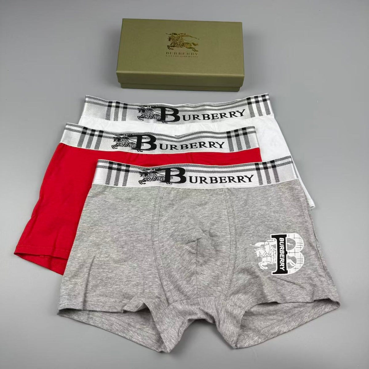 Burberry Cotton Logo Detail Men's Boxer Briefs - 3-Piece Box