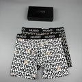 Boss Cotton All-Over Logo Pattern Men's Boxer Briefs - 3-Piece Box