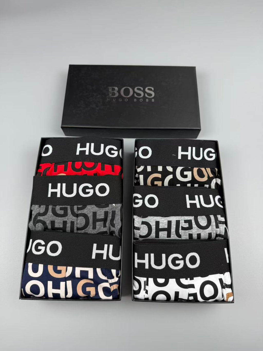 Boss Cotton All-Over Logo Pattern Men's Boxer Briefs - 3-Piece Box