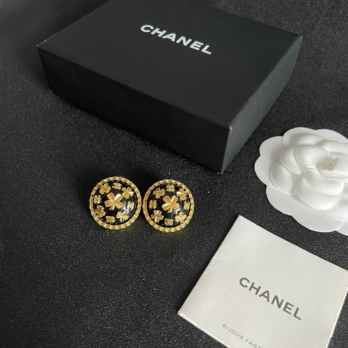 Camellia Stud Earrings in Polished Metal-Tone – Camellia Detail – Design 019 close-up detail