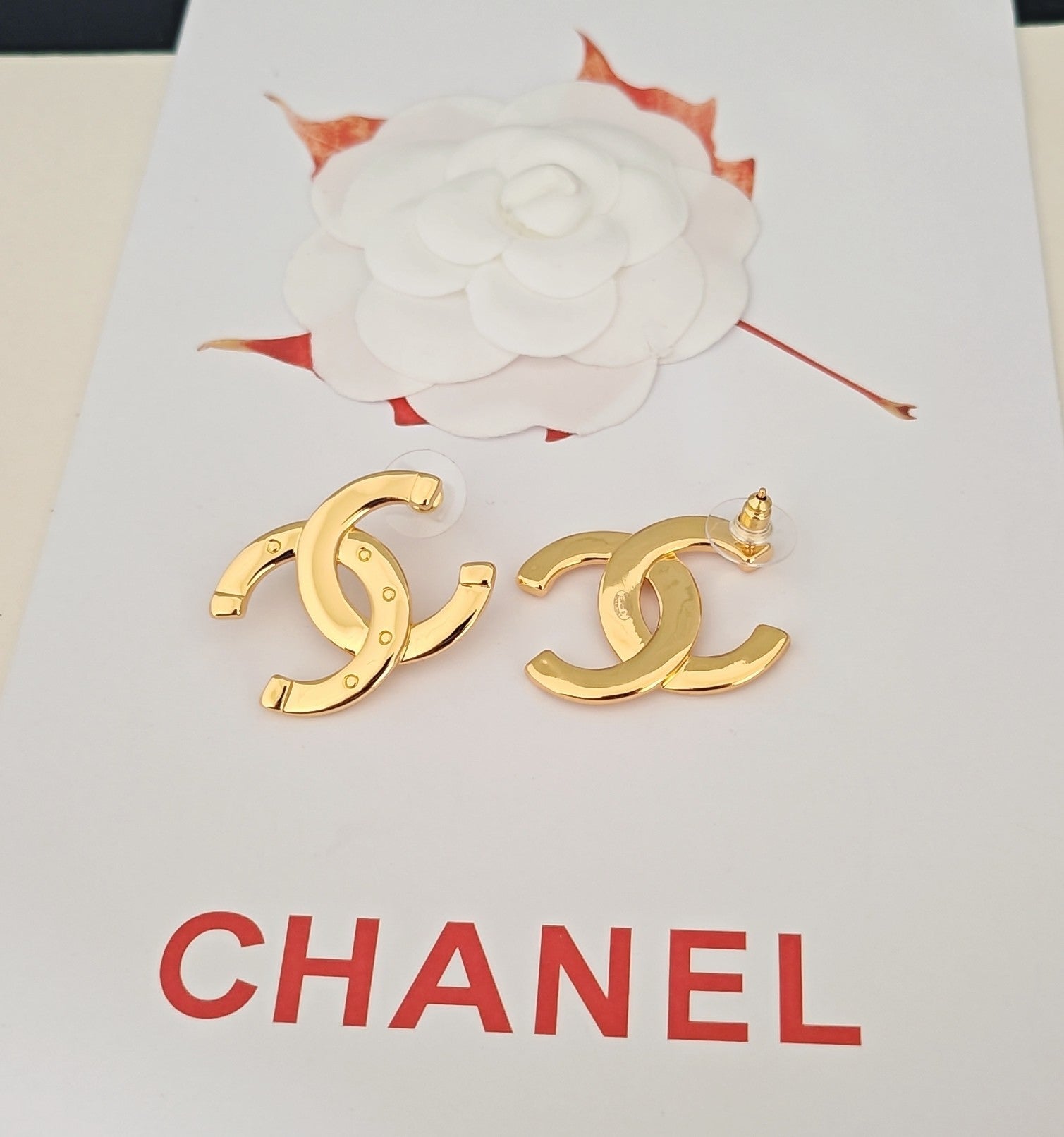 Signature Emblem Stud Earrings in Gold-Tone – Design 008 main product view