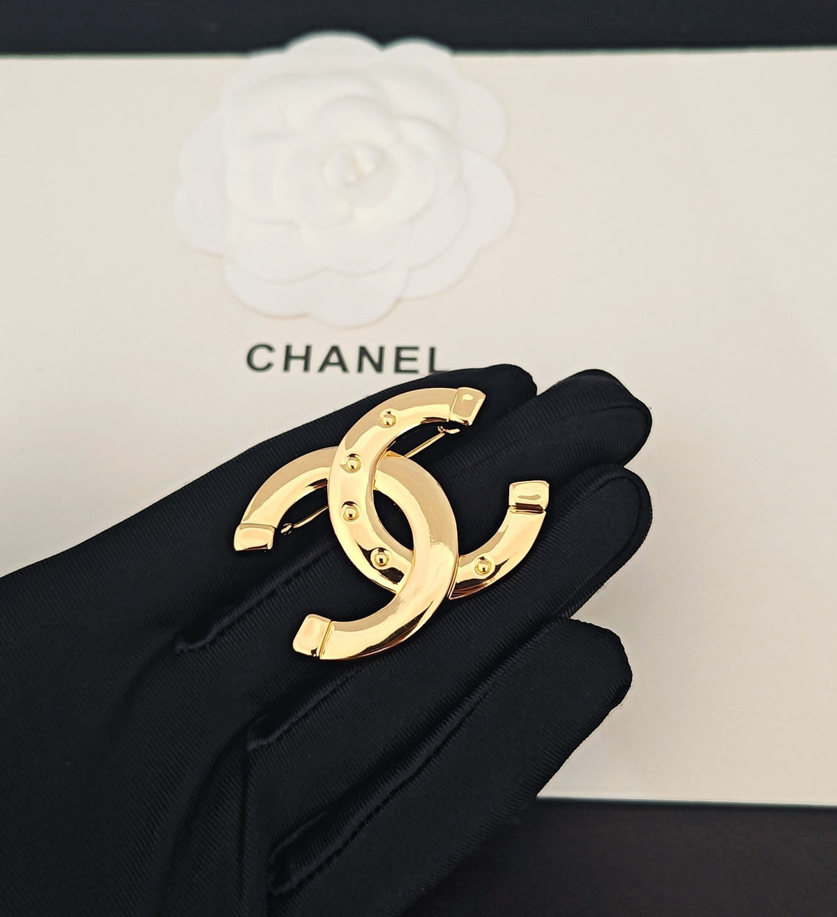 Signature Emblem Brooch in Gold-Tone – Design 003 front product view