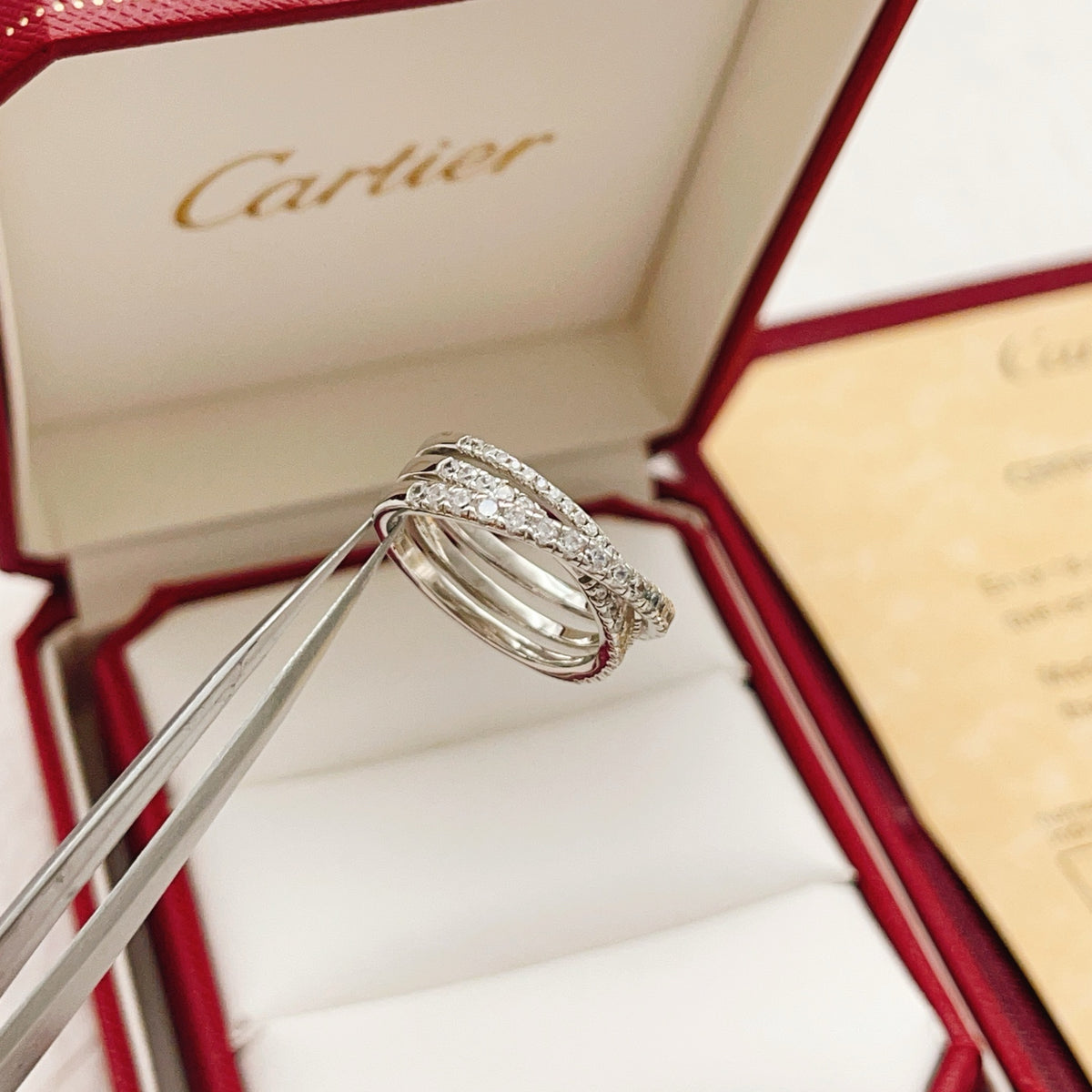 Triple-Ring Motif Statement Ring in Silver-Tone with Crystal-Style Accents main product view