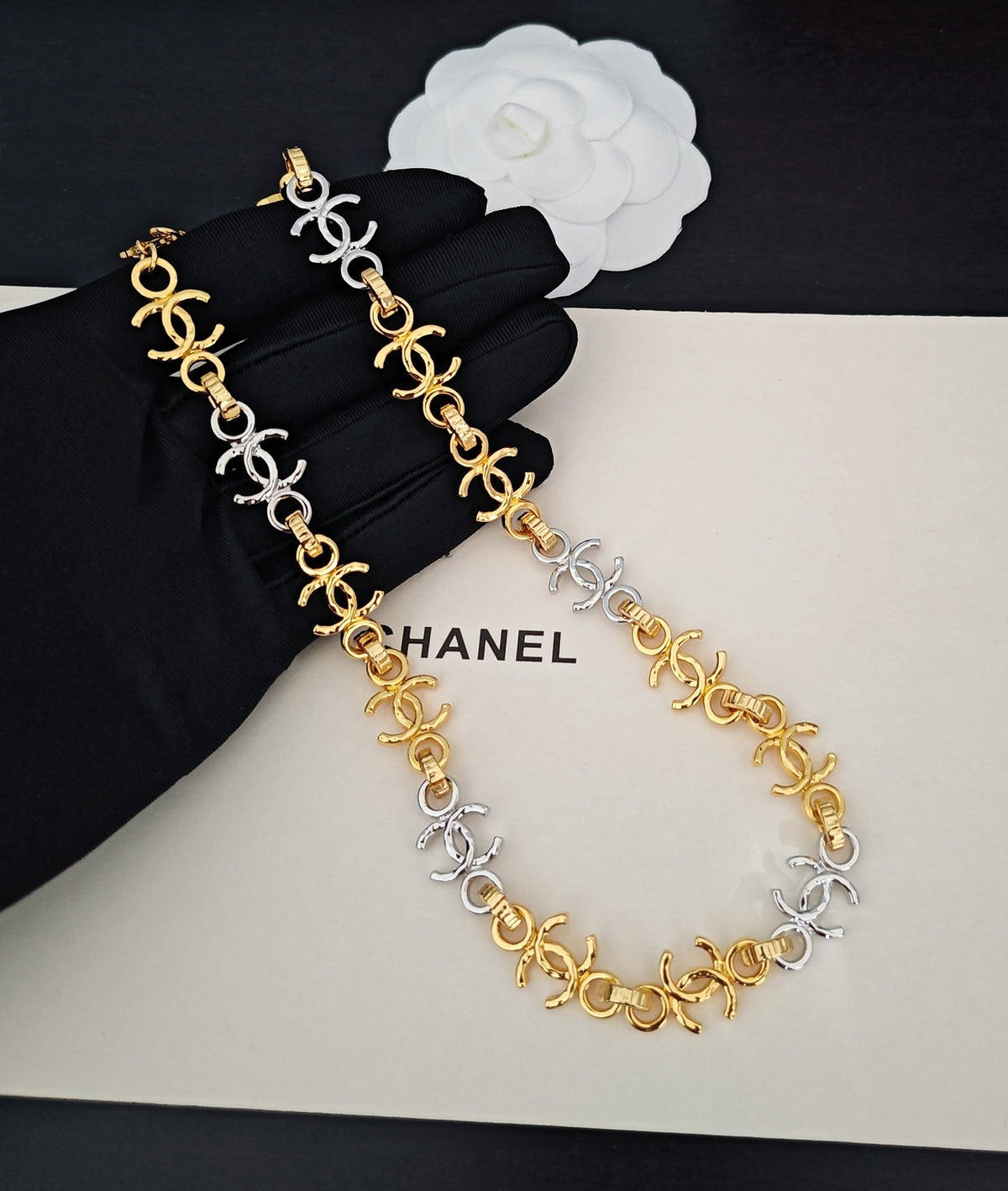 Signature Emblem Pendant Necklace in Gold-Tone – Design 006 detail view