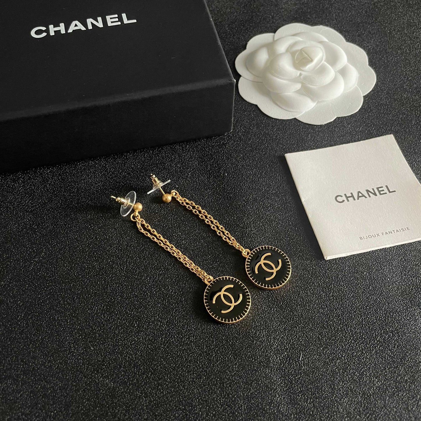 Double-C Emblem Statement Earrings in Polished Metal-Tone – Design 008 styled product view