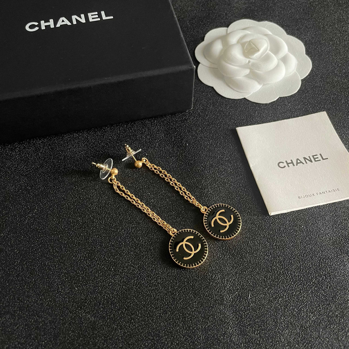 Double-C Emblem Statement Earrings in Polished Metal-Tone – Design 008 styled product view