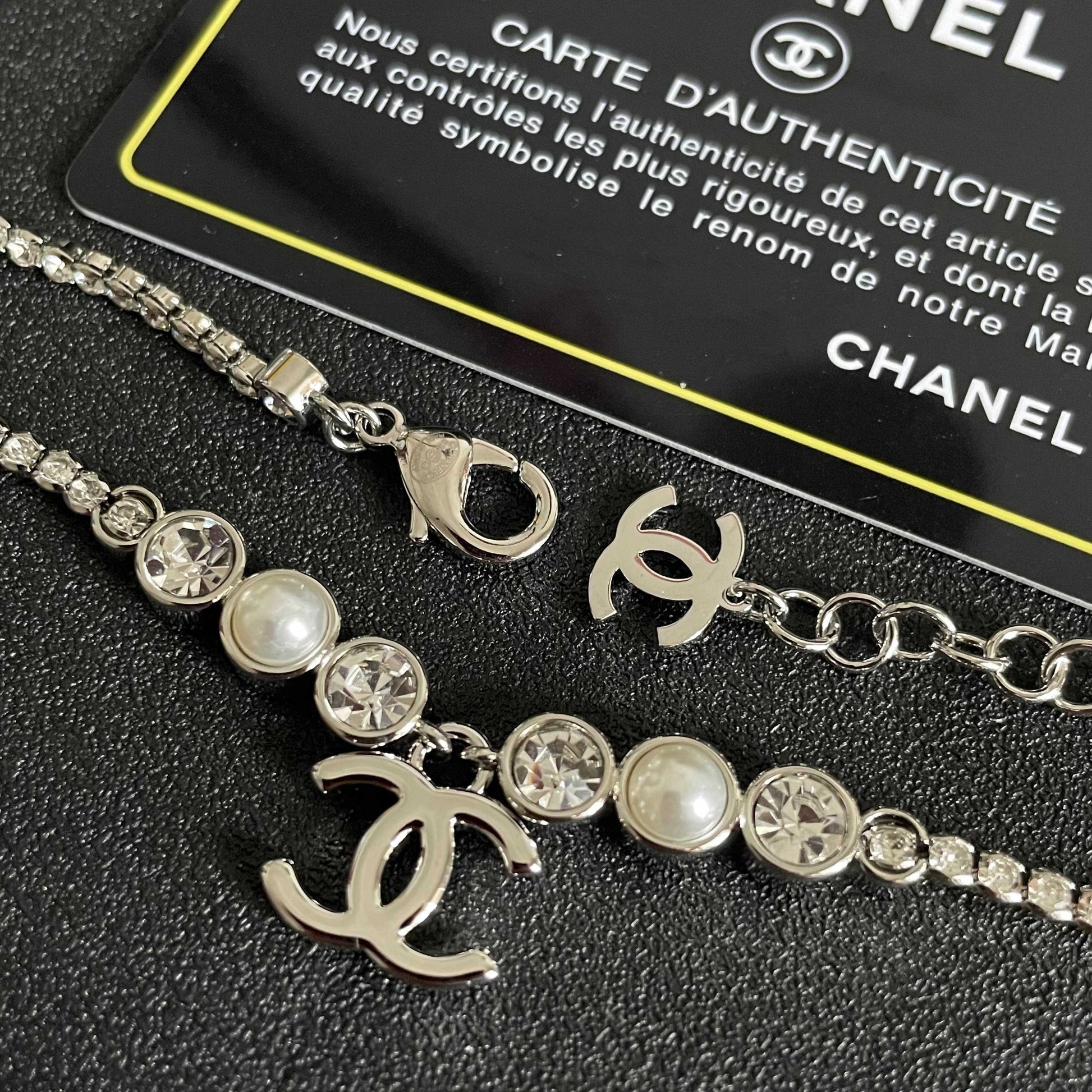 Double-C Emblem Pearl-Detail Pendant Necklace – Pearl Detail – Design 018 main product view
