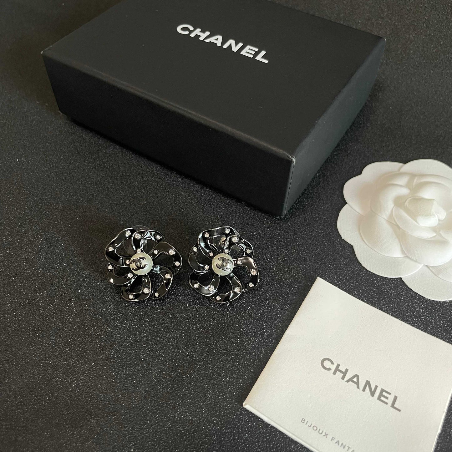 Camellia Stud Earrings in Polished Metal-Tone – Camellia Detail – Design 015 close-up detail