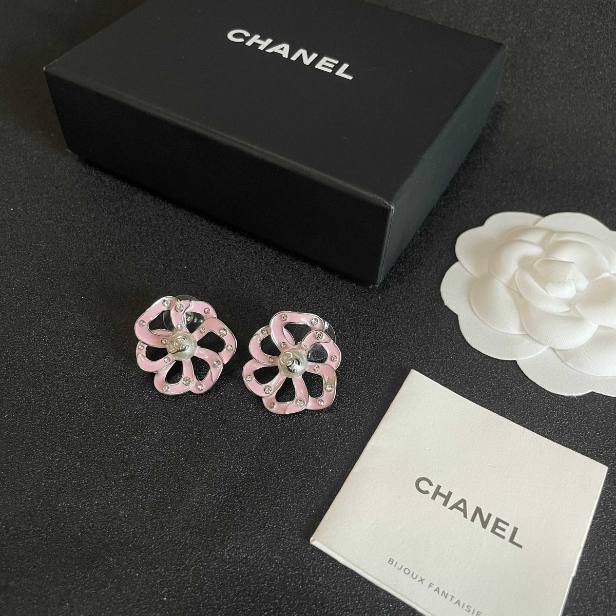 Camellia Stud Earrings in Polished Metal-Tone – Camellia Detail – Design 013 close-up detail