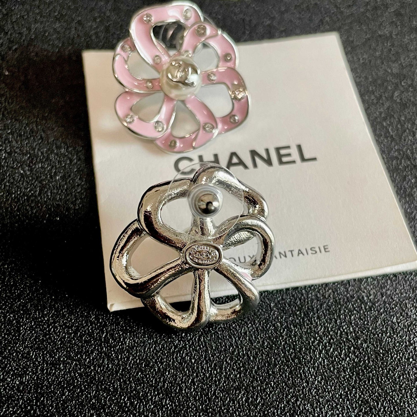 Camellia Stud Earrings in Polished Metal-Tone – Camellia Detail – Design 003 main product view